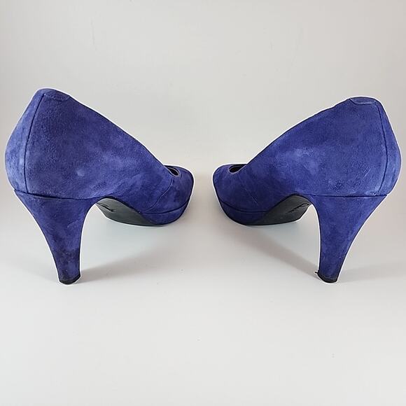 Clarks Indigo Suede Leather Chic Purple Platform Pumps - Round Toe Size 9M - Picture 4 of 8